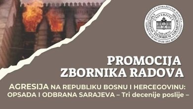 Photo of U četvrtak promocija zbornika radova “Agresija na Republiku Bosnu i Hercegovinu: Opsada i odbrana Sarajeva – tri decenije poslije”
