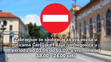 Photo of Od danas zabrana saobraćaja u ulicama Alije Izetbegovića i Čaršijska od 18:00 – 24:00 sati